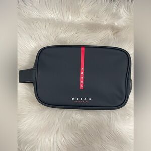 Prada Luna Rossa Ocean Pouch Charcoal Black Travel Toiletry Bag with Dus…